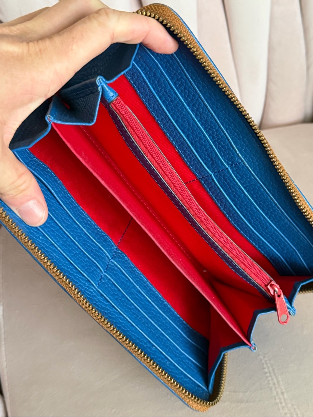 Dooney & Bourke Pebble Leather Zip Wallet in Blue - Picture 11 of 16